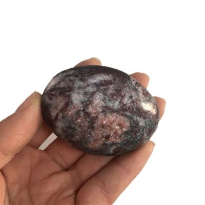 China China Wholesale Natural Hand Polished Pink Zebra Crystal Palm Stone Healing Massage Gemstone for sale