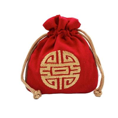 China Direct Cotton Wall Fashion Wholesale Home Prayer Beads Storage Bag Teacup Drawstring Cloth Canvas Bag for sale