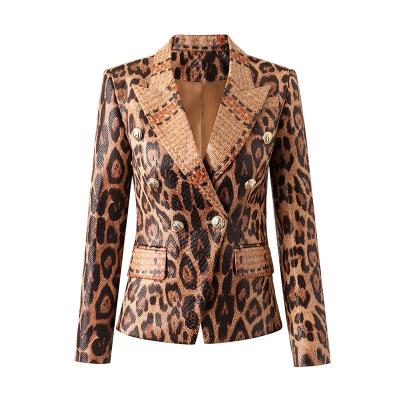 China 2022 Customs High Quality Breathable Long Sleeve Leopard Jacket Plus Size Fashion Women Casual Blazers Jacket for sale