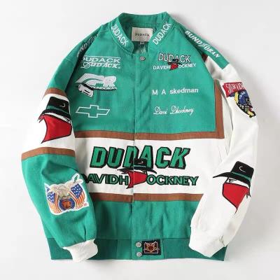 China OEM Cotton QUICK DRY Wholesale Male Embroider Jackets Custom Embroidery All Over Logo Patch Vintage Race Car Jacket for sale