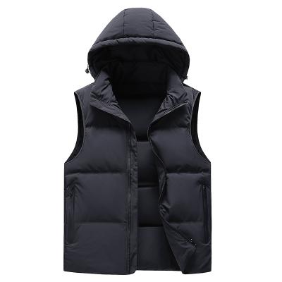 China New Men's Cotton Hooded Lightweight Jacket Thick Waterproof Windproof Keep Warm Vest Sleeveless Jacket For Men for sale