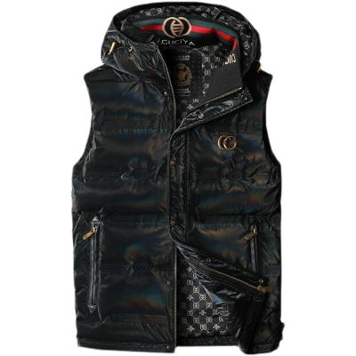 China Hot Selling Breathable Padded Fluorescent Color Customized Style Zipper Up Vest Jacket Hooded Winter Sleeveless Stripper Jacket for sale