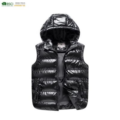 China Anti-Wrinkle Winter Bubble Stripper Jacket Sleeveless Hooded Vests Warm Padded Vest Jacket For Men for sale