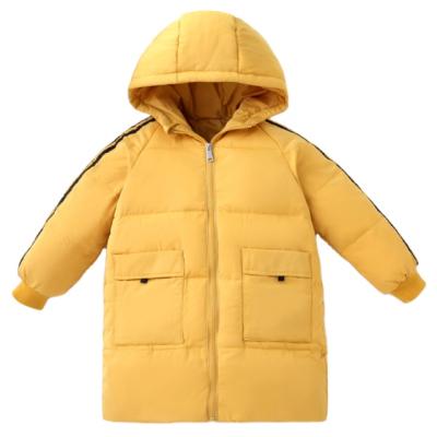 China Baby Down Coat Stripper Breathable Light Weight Padded Warm Kids Hood Mid Length Candy Color Outerwear Down Jacket for sale