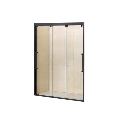 China Modern Black Modern Hotel Bathroom Sliding Luxury Frameless Tempered Glass Shower Cubicle for sale