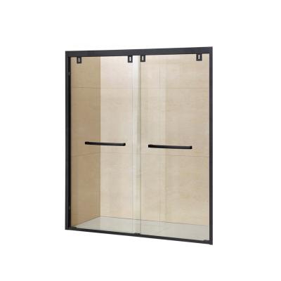 China Shower Rooms Manufacturer Shower Cubicle With Modern Stainless Steel Frame Black Shower Enclosure Sliding for sale