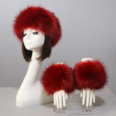 China Women Warm Faux Fur Headband Set Winter Warm Faux Fox Fur Women Hairy Designer Headbands Wholesale for sale