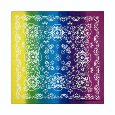 China Headband 22*22 Inches Gradient Colors Rainbow Custom Cotton Bandanas for sale