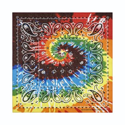 China Headband 22*22 Inches Logo Printed Paisley Custom Bandanas Cotton Tie Dye Bandana Scarf for sale