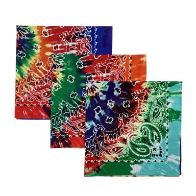 China Custom 100% Cotton Print Welcome Square Tie Dye Bandana for sale