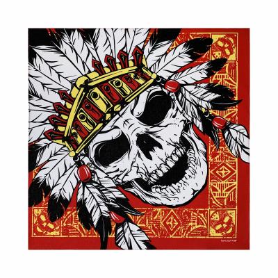 China New Design Multifunctional Cotton 55*55CM Skull Red Custom Printed 100% Bandanas For Men Halloween for sale