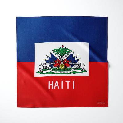 China Multifunctional Wholesale 100% Cotton 55*55CM HAITI Country Flag Bandana for sale