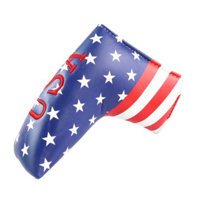 China Protect Golf Clubs Golf Club Headcovers Moon Waterproof Printed Club Blade USA Flag PCB Headcover Putter Cover PU Magnet Head Cover for sale