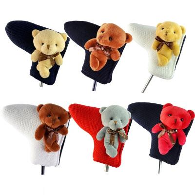 China Protect Golf Clubs Blade Plush Teddy Bear Cover Cute Magnet Knitting Head Golf Club Lovely Headcovers Moon for sale