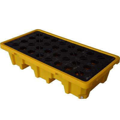 China Spill Pallet With 2 Drum High Drain Capacity Detachable Plastic Spill Containment Pallet for sale