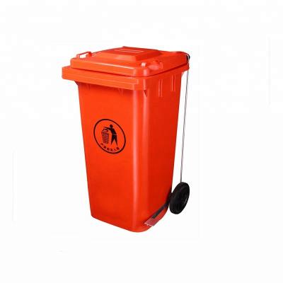 China Durable Plastic Outdoor Industrial Waste Bins Wheelie Trash Bin 240L 2 Heavy Duty Plastic Wheels for sale