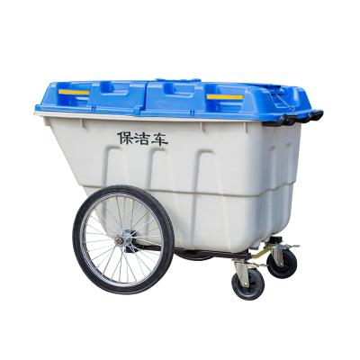 China 400 liter/L Plastic Garbage Waste Bin Dust/Plastic Cart Viable Outdoor Bin With Wheels for sale