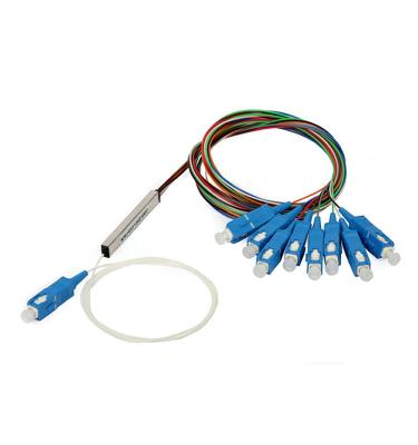 China SC UPC Blue Fiber 8 Way Fiber Splitter , 1x8 Plc Splitter With Blister for sale