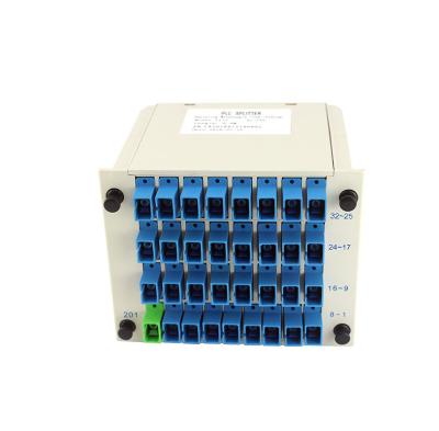 China El divisor 1x32 del PLC de la fibra de FTTH OS1/OS2 tapa en tipo de tarjeta del parte movible en venta