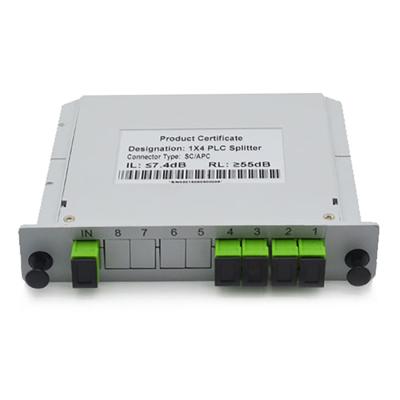 China Mini Card 4 Way Optical Splitter G657A Fiber Optic Cable Splitter Lgx Box for sale