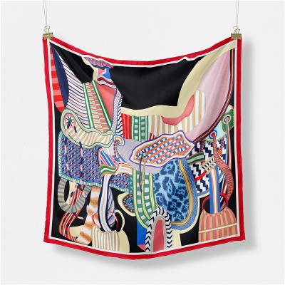 China A156 Square Wholesale 53cm*53cm Luxury Colorful Saddle Printed Silk Scarf For Women Custom Square Silk Simple Print Silk Scarves for sale