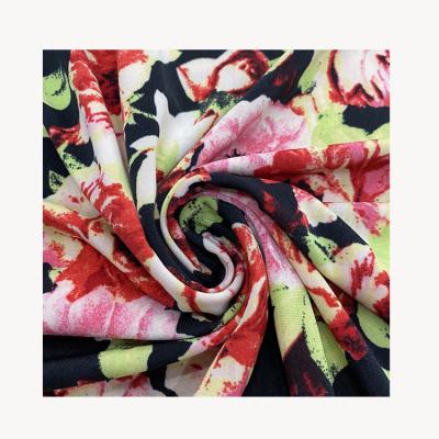 China Wrinkle Resistant Flower Material 100% Polyester Printed Knit Composition Fabric For Dress for sale