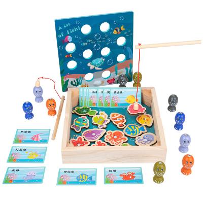 China Kids Gift Educational Toys Fishing Toy Set Fish Game Educational Wooden Baby Magnetic Toys for sale