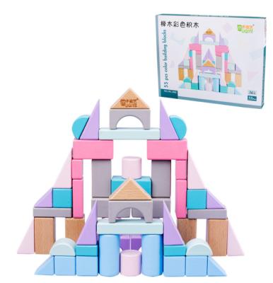 China 55pcs Building Toy High-Grade Beech Wood Notes Colorful Building Blocks For Children Educational Toys for sale