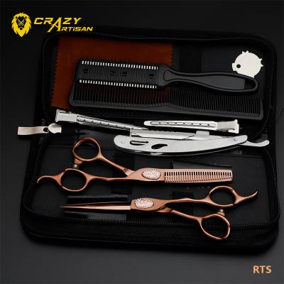 China Craftsman Crazed Thinning Scissors OEM 6.0 7.0 Inch Best Cheap Hair Cutting Scissors Bridge Scissors for sale