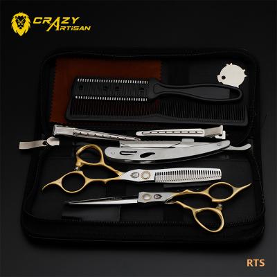 China Crazy Craftsman Scissors Luxury Thinning Stainless Steel 5.5 6.0 Wholesale 7 Inch Barber Hair Dressing Scissor Rose Gold Tijeras Cutting Shears for sale