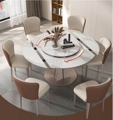 China Foldable Modern Light Luxury Rock Slab Dining Table, Variable Round Table with Turntable, Household Small Apartment Round Folding for sale