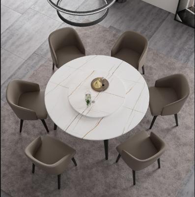 China Household Round Solid Wood Round Dining Table and Chair Combination (The Other) Rock Slab Adjustable Light Luxury Italian Dining Table for sale