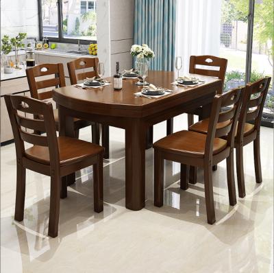 China Adjustable (Other) All Solid Wood Dining Table And Chair Combination Height Household Retractable Folding Around Platform Multifunctional Dining Table for sale