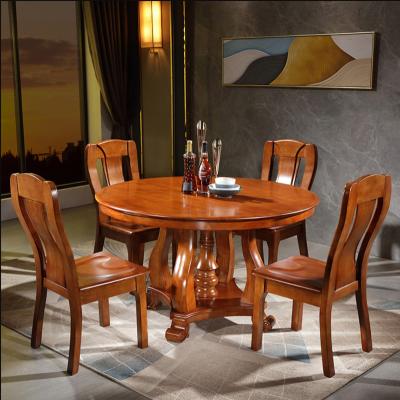 China (Other) adjustable solid wood dining table and chair combination round dining table for sale