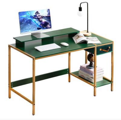 China (Other) Adjustable Game Table Computer Desk Rectangle Shaped PC Fashion Style Home Office Furniture Panel And Gold Green Top Leg for sale