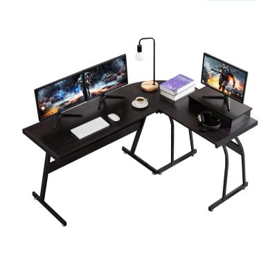 China (Other)Adjustable L Shaped Gaming Desk Computer Desk For Small Corner Metal Wood Modern Home Office Black Desk For Writing Study Working for sale