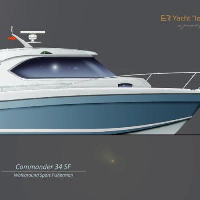 China Commander-36 36FT fiberglass fishing yacht made in china luxury for sale