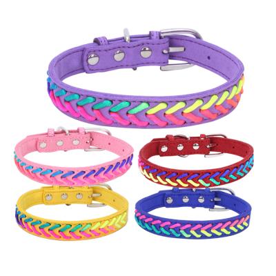 China Viable New Style Lovely Adjustable Dog Collar Rope Kitty Puppy Pet Collars Comfortable Colorful Pet Collars for sale