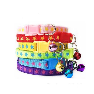 China Cheap Stocked 1.0cm Star Pet Collar Fabric Cloth Bell Dog And Cats Collars Big Stock for sale