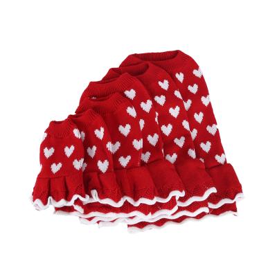 China Red Stocked Pet Cat Teddy Heart Dog Sweater Christmas New Year Pet Clothes for sale