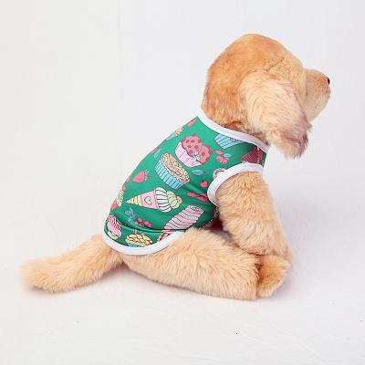 China Amazon Summer Sustainable Pet Clothes Cute Printing Teddy Vest Breathable Comfortable Dog Slim Skirt Vest Supplies for sale