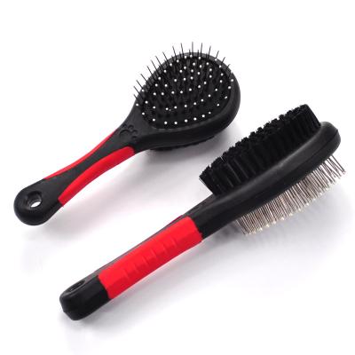 China Double Sided Pet Viable Black Bath Brush Dog Grooming Hair Cleaning Tool For Long And Short Hair Dogs for sale