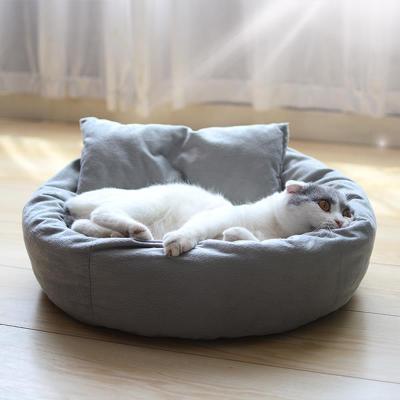 China Hot Selling Breathable Pet Beds And House Plush Round Bed For Cat Dog Pet Sofa Bed Manufacturer for sale