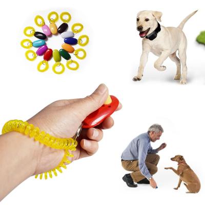 China 2021 Hot Portable Dog Viable Button Clicker Pet Trainer Healthy Pet Training Tool Wrist Band Accessory for sale