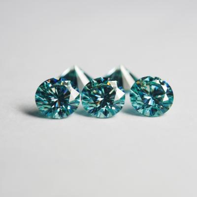 China Fire 3 Carat Moissanite 3-14mm Green-Blue Color Play or Round VVS GRA 9mm Loose Blue Moissanite Stones for sale