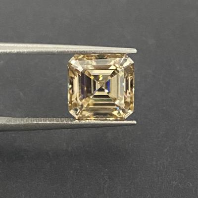 China Game or Fire Champagne Moissanite Stones Special Color 5*5mm Asscher Cut Lab Yellow Moissanite for sale