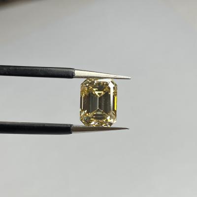 China Color Play or Fire Emerald Cut 10*14mm Large Yellow Fancy Diamond Stone Synthetic Moissanite Moissanite for sale