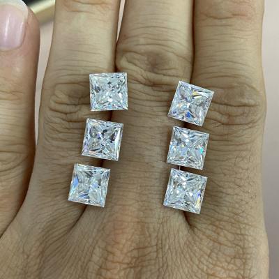 China Classic VVS jewelry 10x10mm 6 carat princess color game or fire cut moissanite diamond white moissanite for sale