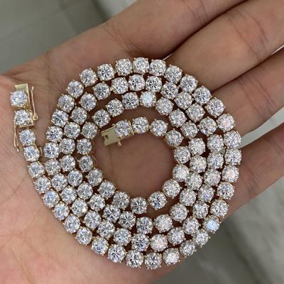 China Hiphop HQ GEMS Hip Hop Jewelry 20 Inch 5mm 925 Sterling Silver Iced Out Moissanite Diamond Tennis Necklace for sale