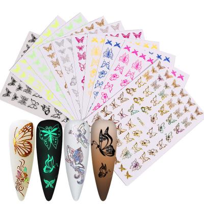 China Nail beauty decorations color simulation butterfly nail stickers laser nail butterfly stickers mixed set for sale